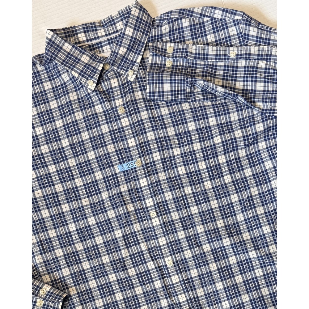 PETER MILLAR - Men's Shirt - Long Sleeve Blue Plaid Button - X-Large XL